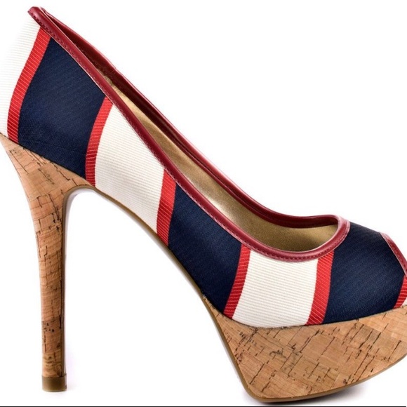 Guess Shoes - Guess  Blue and White Nautical Heels